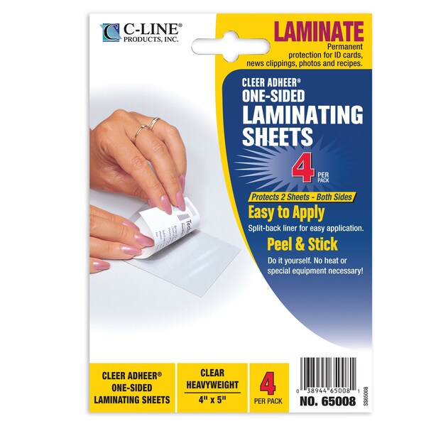 Heavyweight Cleer Adheer Laminating Sheets, Clear, 4 X 5, 4PK Set Of 24 PK, 96PK